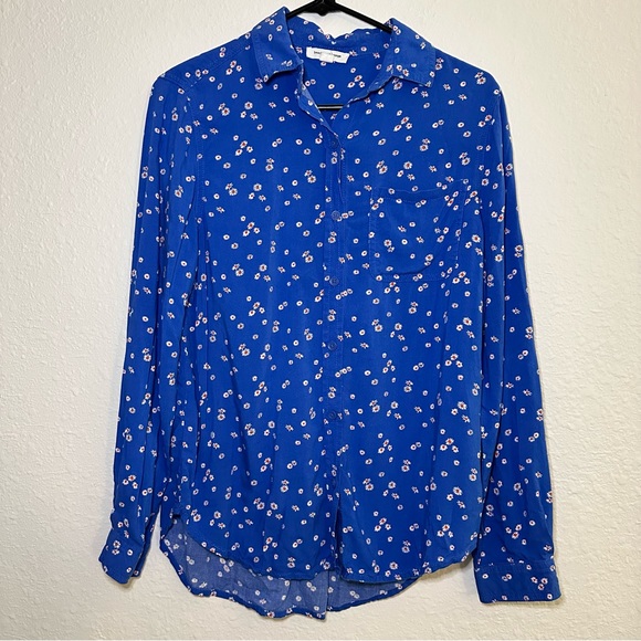 beachlunchlounge Tops - BeachlaunchLounge Blue Floral Print Button Down Shirt Blouse Top